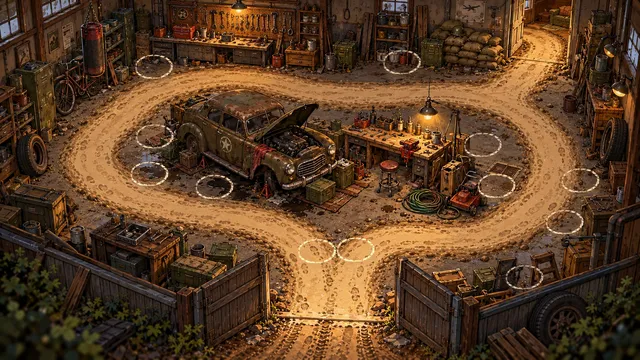 The Garage: the room's battlefield painting