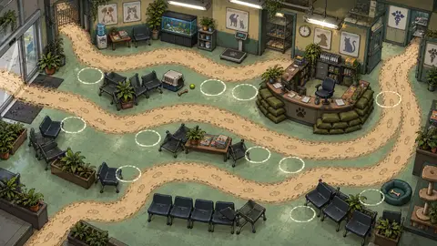 The Vet: the room's battlefield painting